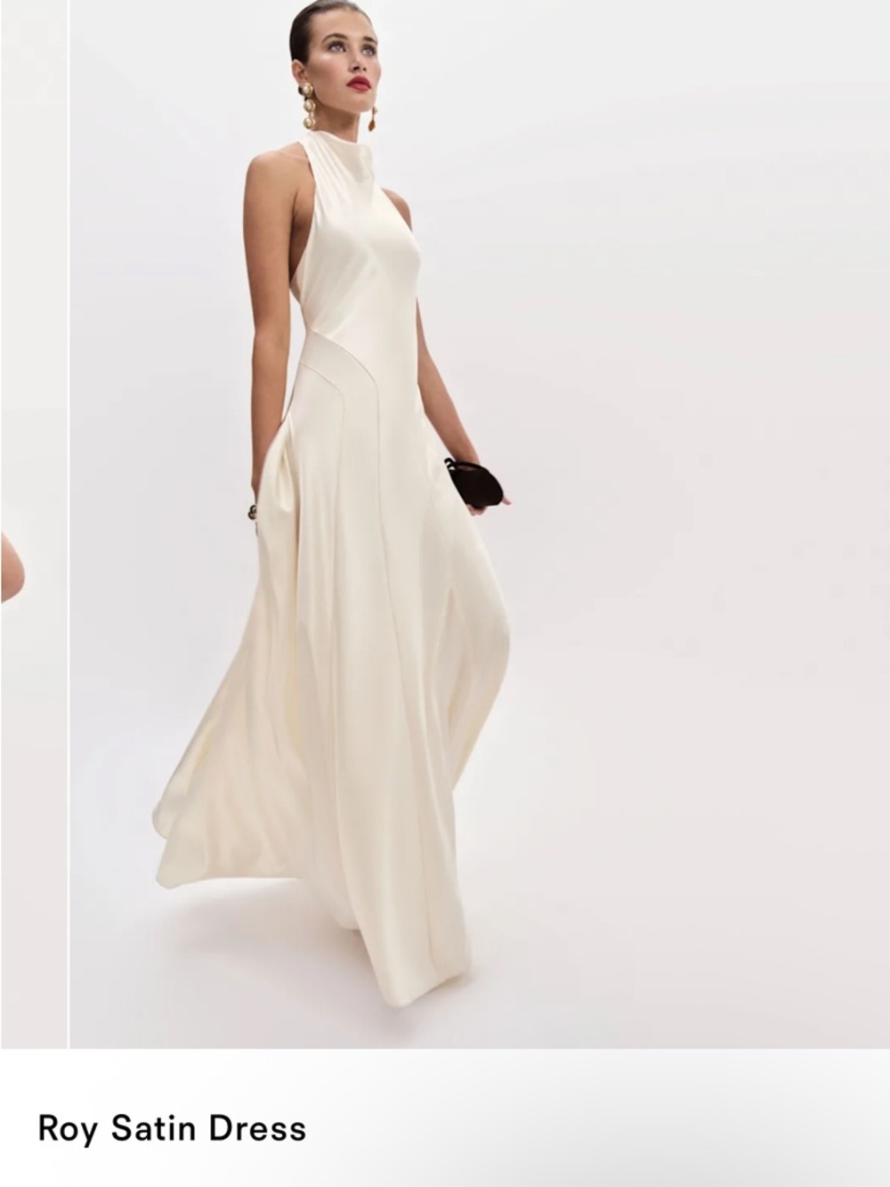 Reformation Cream Satin Halter Wedding Dress - Picture 2 of 8